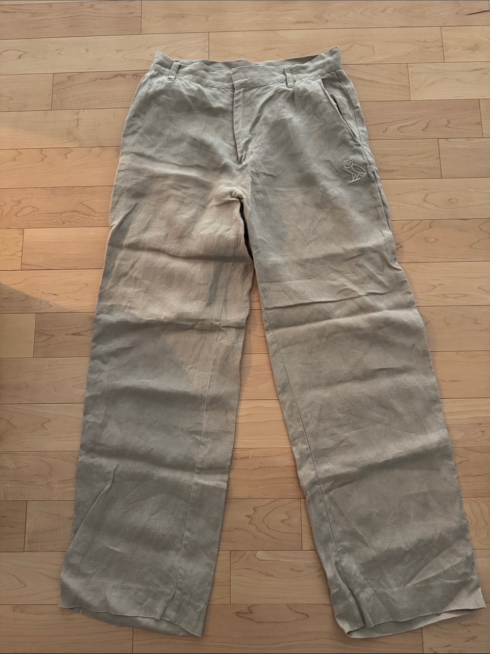 Linen Cargo Pants in Gray Size Medium Like New OVO